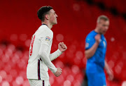 England's Phil Foden celebrates scoring their fourth goal.