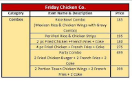 Friday Chicken Co. menu 2