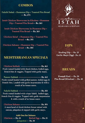 Istah - Shawarma & Biryani menu 