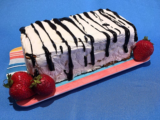 A delicious Icebox Cake made with Biscoff cookies and strawberries.