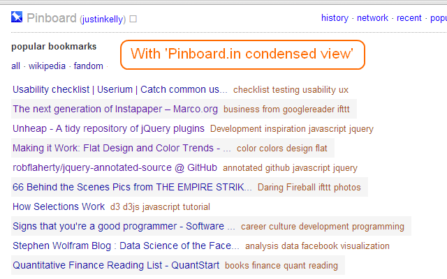 Pinboard.in condensed view Preview image 3