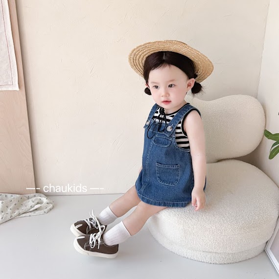 Đầm Yếm Jean Áo Sọc 7 - 17Kg