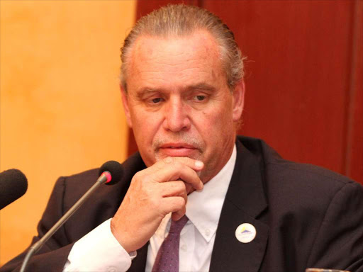 East African Portland cement chairman Bill Lay during the EAPCC media briefing in Nairobi on November 17,2016. PHOTO/ENOS TECHE.