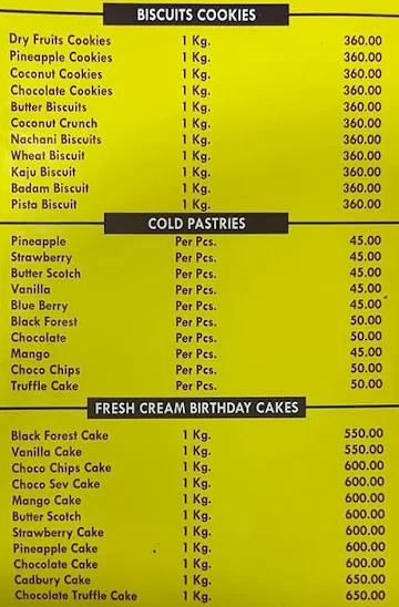 Bangalore Iyangar's Bakery & Cake Shop menu 