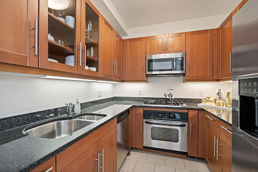 Modern kitchen with wood cabinets - Luxury apartment / penthouse for sale in Boston, 1 bedroom