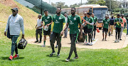 Bafana Bafana players arriving during the South African national men's soccer team training session at Sturrock Park on November 11, 2019 in Johannesburg, South Africa. 