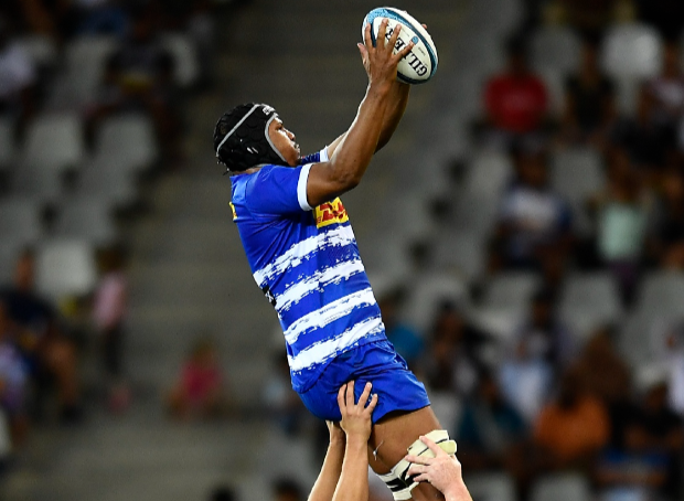 Marvin Orie of the Stormers towers highest against the Lions last Saturday in Cape Town Stadium. He later sustained a head injury and is doubtful for this weekend's game against Glasgow Warriors.