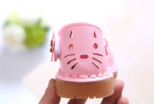 Title 3, Hollow Out Cat Leather Sandals for Girls. Styli...