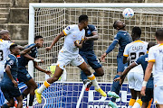 Siyabonga Ngezana of Kaizer Chiefs scores a goal during the DStv Premiership match between Richards Bay and Kaizer Chiefs at King Zwelithini Stadium on March 04, 2023 in Durban.