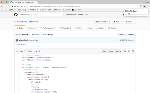 GitHub Custom Tab Size