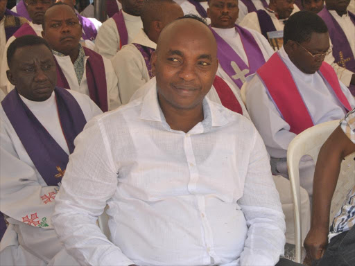 Lamu West MP Stanley Muthama during the requiem mass of Malindi Catholic diocese Bishop Emmanuel Barbara in Malindi on January 18 at central Pirmary school./ALPHONCE GARI