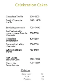 The Brownie Studio menu 1