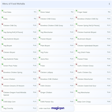 Food Mohalla menu 