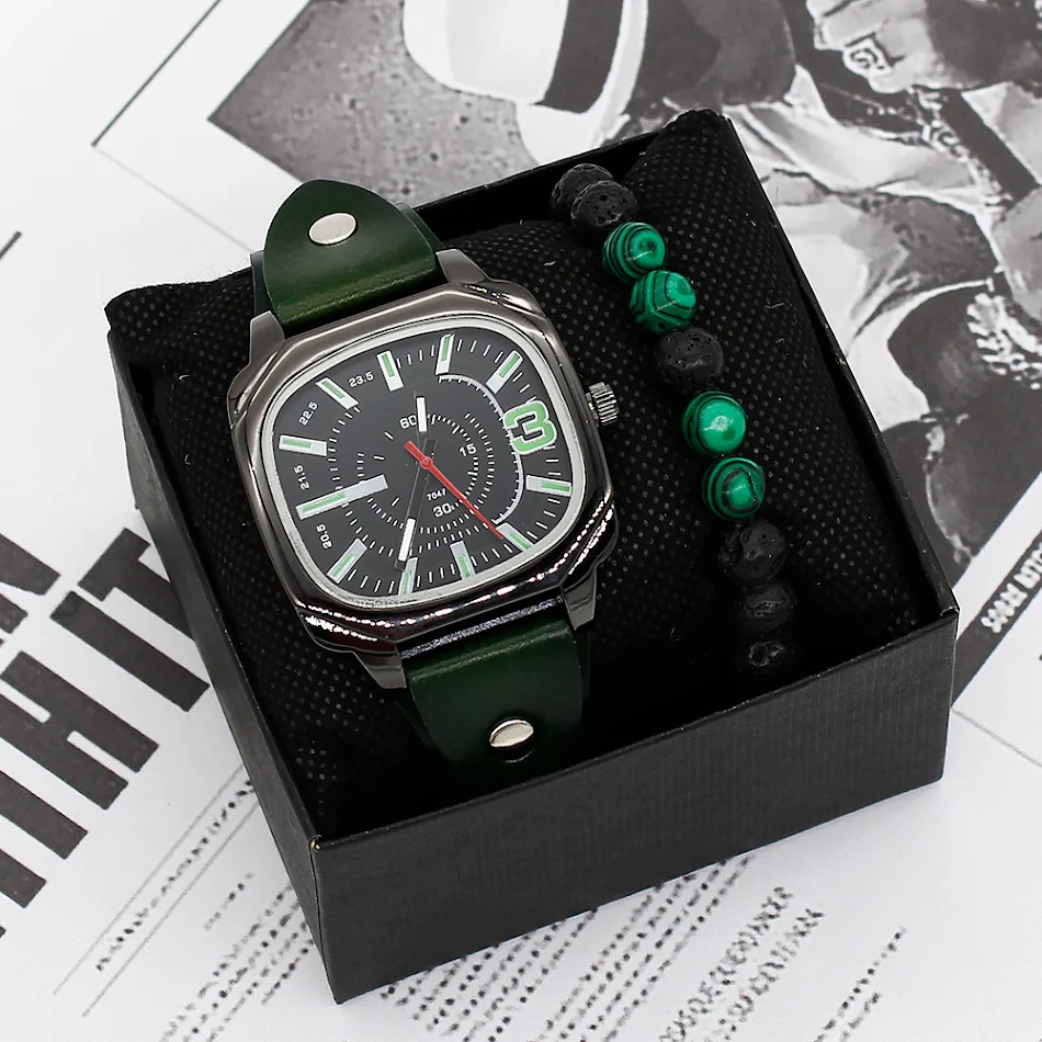 Conjunto de pulseira e cinto masculino, relógio de quartzo moderno. Um conjunto elegante e estiloso para complementar seu visual diário ou especial.