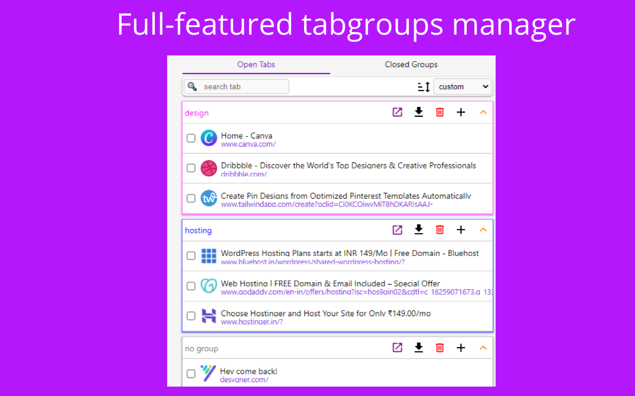 Tab pack - Tab group creator,restore tabgroup Preview image 1