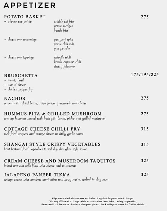 1 Oak Cafe & Bar menu 