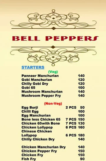 Bell Peppers menu 