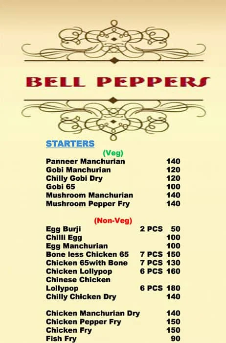 Bell Peppers menu 