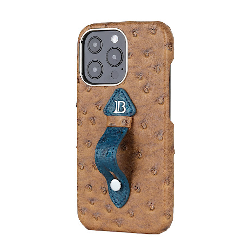 Title 2, Ostrich Texture Leather Stand Phone Case. Prote...