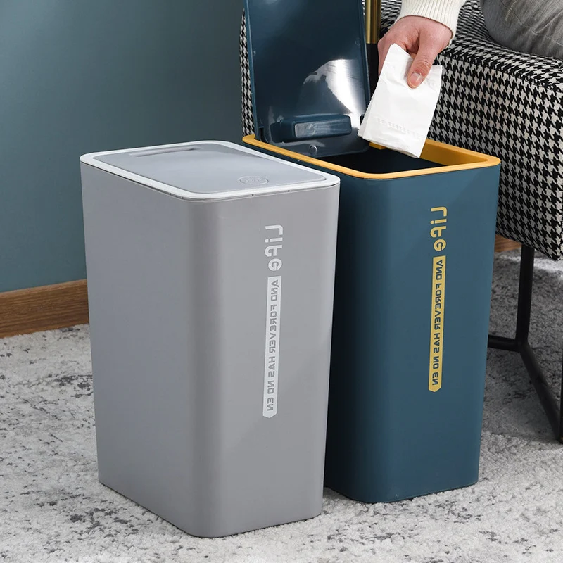 Huishoudelijke push-type platte rechthoekige smalle toilet met deksel voor woonkamer en keuken met mand