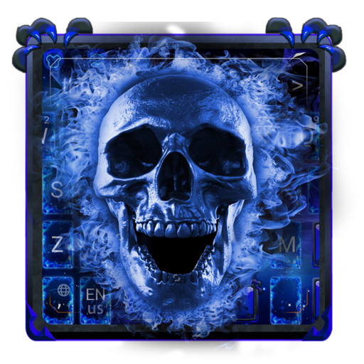 Blue Fire Skull Keyboard