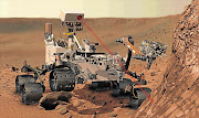 This artist's concept depicts Curiosity as it uses its chemistry and camera, or ChemCam, instrument to investigate the composition of a rock surface on Mars. ChemCam fires laser pulses at a target and views the resulting spark with a telescope and spectrometers to identify chemical elements. The laser is an invisible infrared wavelength, but is shown here as visible red light for illustration Picture: REUTERS