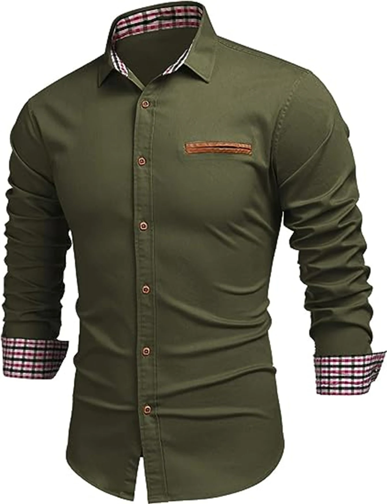 Title 7, Camisa Casual Masculina Primavera e Outono Xadr...