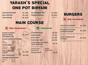 Yarash Farms menu 