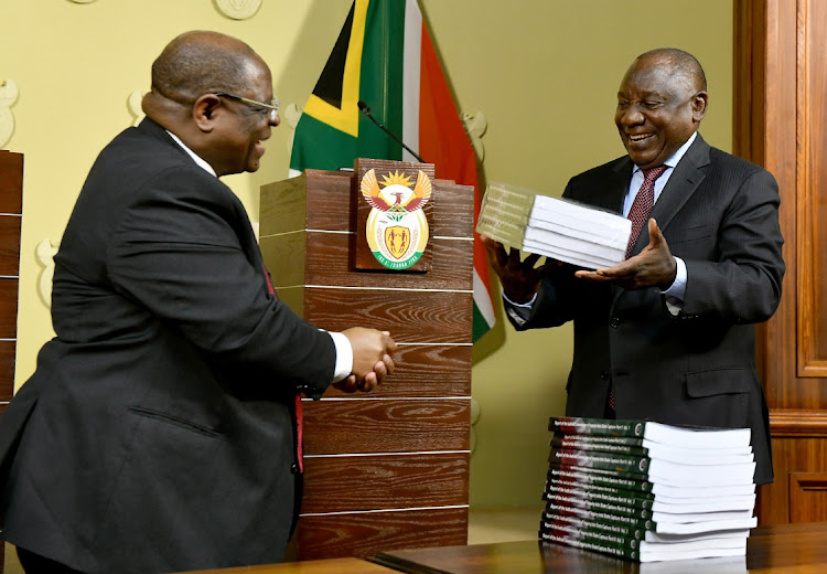 President Cyril Ramaphosa formally received the fifth and final state capture report from chief justice Raymond Zondo during a handover ceremony at the Union Buildings in Pretoria last week. File photo.