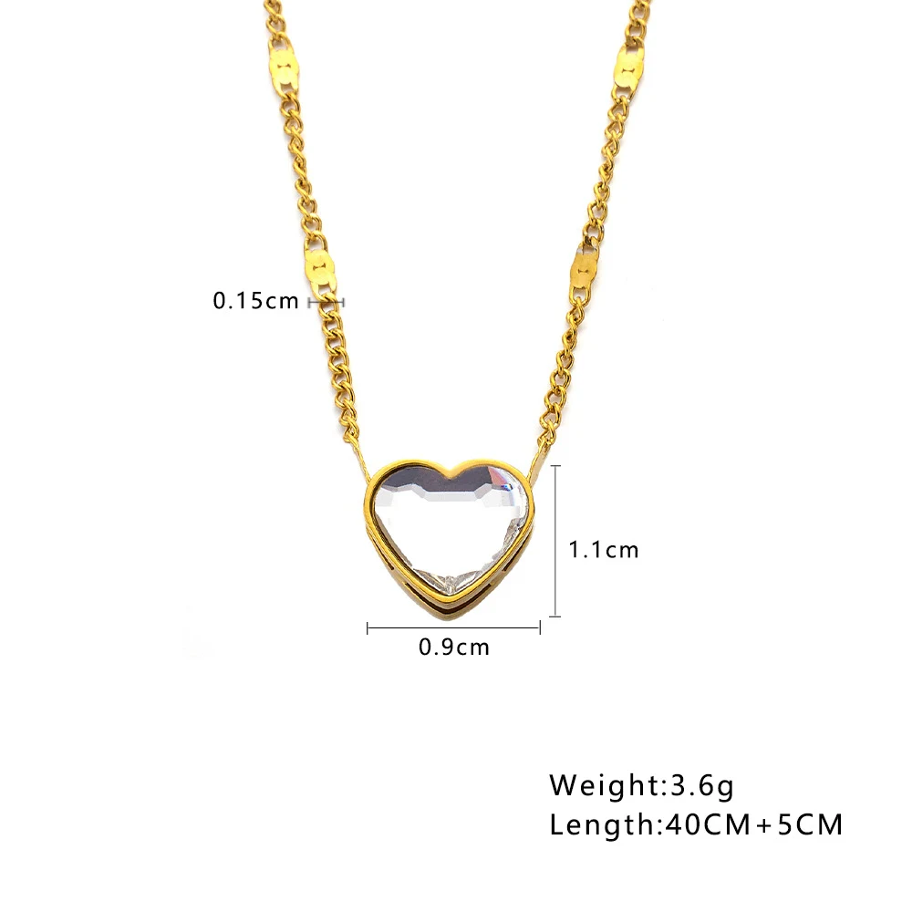 Title 1, RVS dames ketting met diamant en zirconia liefd...