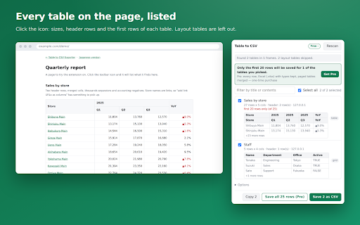 Table to CSV Exporter screenshot 1