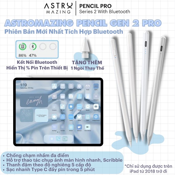 [Bluetooth 2022] Bút Cảm Ứng Stylus Pencil Gen 2 / 3 Pro Chống Chạm Nhầm Cho Ipad Pro 11 Gen 7 8 9 Air 4 5 12.9 M1 2021