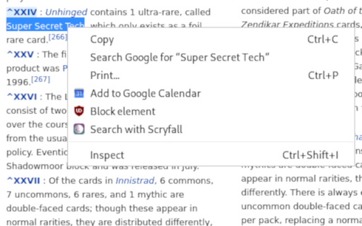 Scryfall Context Menu