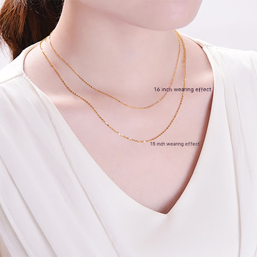 Title 4, 18K Gold Necklace Womens Shiny O-type Chain 18...
