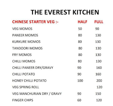 The Everest Kitchen menu 