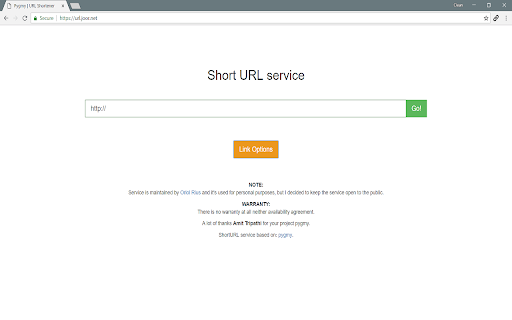 your ShortURL service (pygmy)