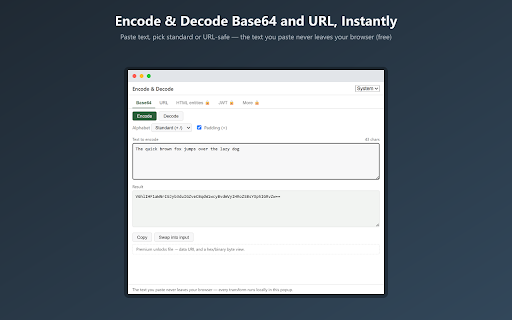 Encode & Decode: Base64, URL, HTML & JWT screenshot 1