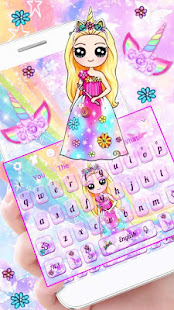 Cute Galaxy Unicorn Girl Keyboard Theme(圖2)-速報App