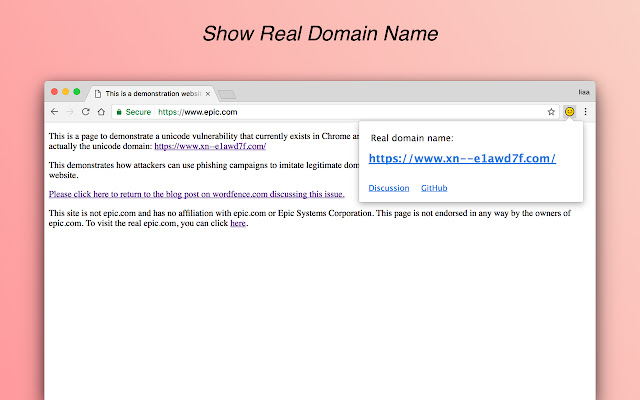 Real Domain Name chrome extension