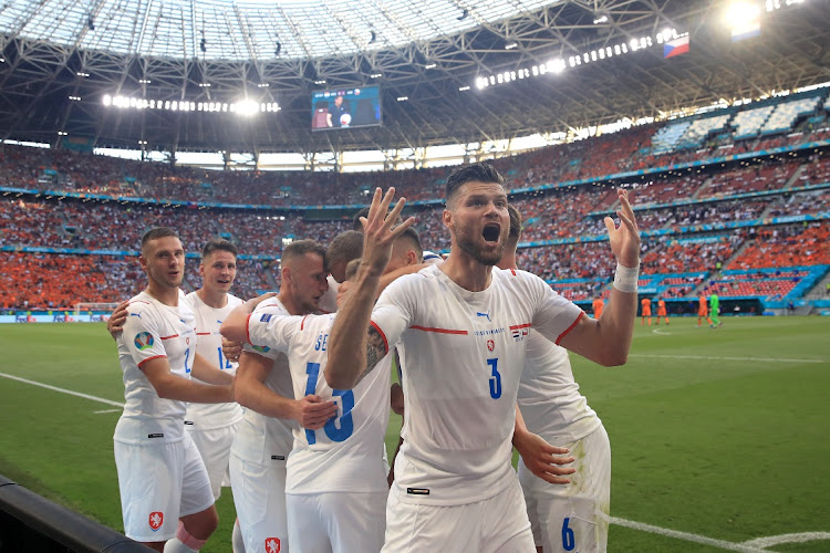 Ondrej Celustka of Czech Republic celebrates their first goal, scored by Tomas Holes, against the Netherlands at Puskas Arena in Budapest, Hungary, June 27 2021. Picture: ALEX PANTLING/GETTY IMAGES