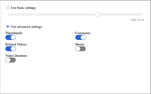 YouTube Distraction Controller