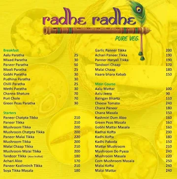 Radhe Radhe Pure Veg menu 