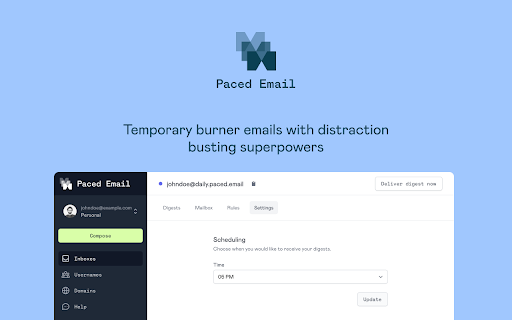 Paced Email – Temporary, disposable, burners