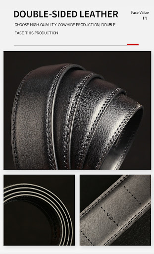 Title 5, Mens Leather Belt with Automatic Buckle, Two-l...