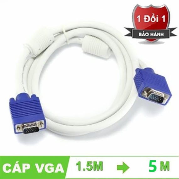 Cáp Vga 1.5M/ 3M/ 5M - Full Hd 1080 - (Dây Trắng)