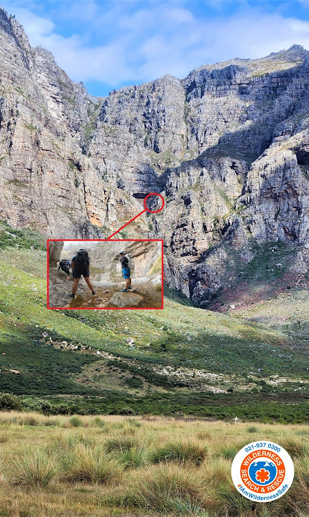 Where the boulder fell, sending shrapnel flying into some of the hikers.