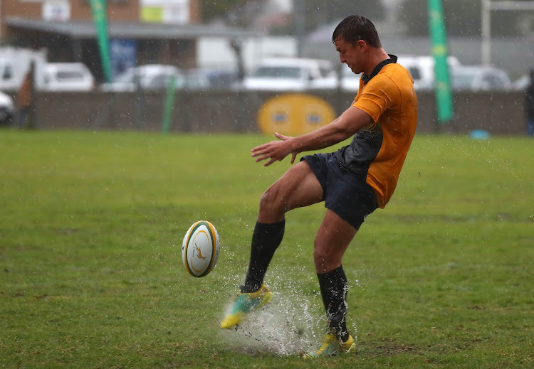 Springboks and the Bulls flyhalf Handre Pollard in action during the senior men's rugby team open training session at Ravensmead, Cape Town on August 6 2018.