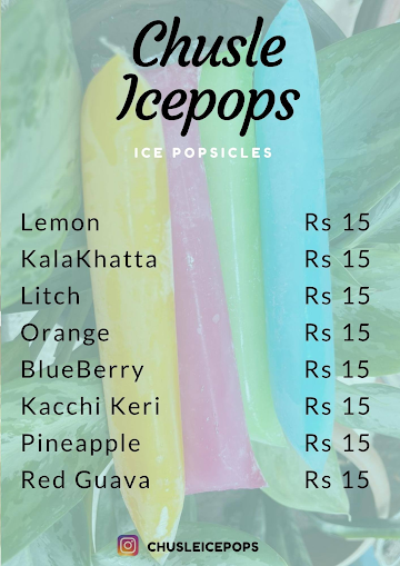 Chusle Icepops menu 
