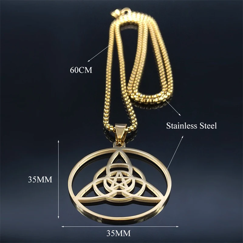 Title 1, Collier avec pendentif nœud Trinity en acier in...