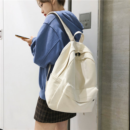 Title 2, Cross-Border Canvas Backpack Simple Campus Styl...